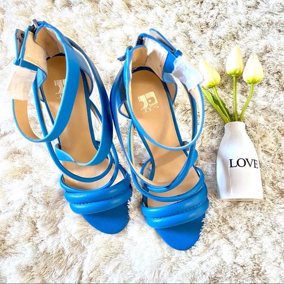 Joe’s Jeans Robbie Blue Leather Strappy Heels 6.5M - Picture 2 of 9